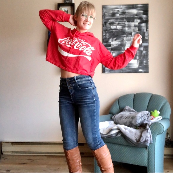 Cropped Classic Coca~Cola Hoodie NWOT - Picture 3 of 14